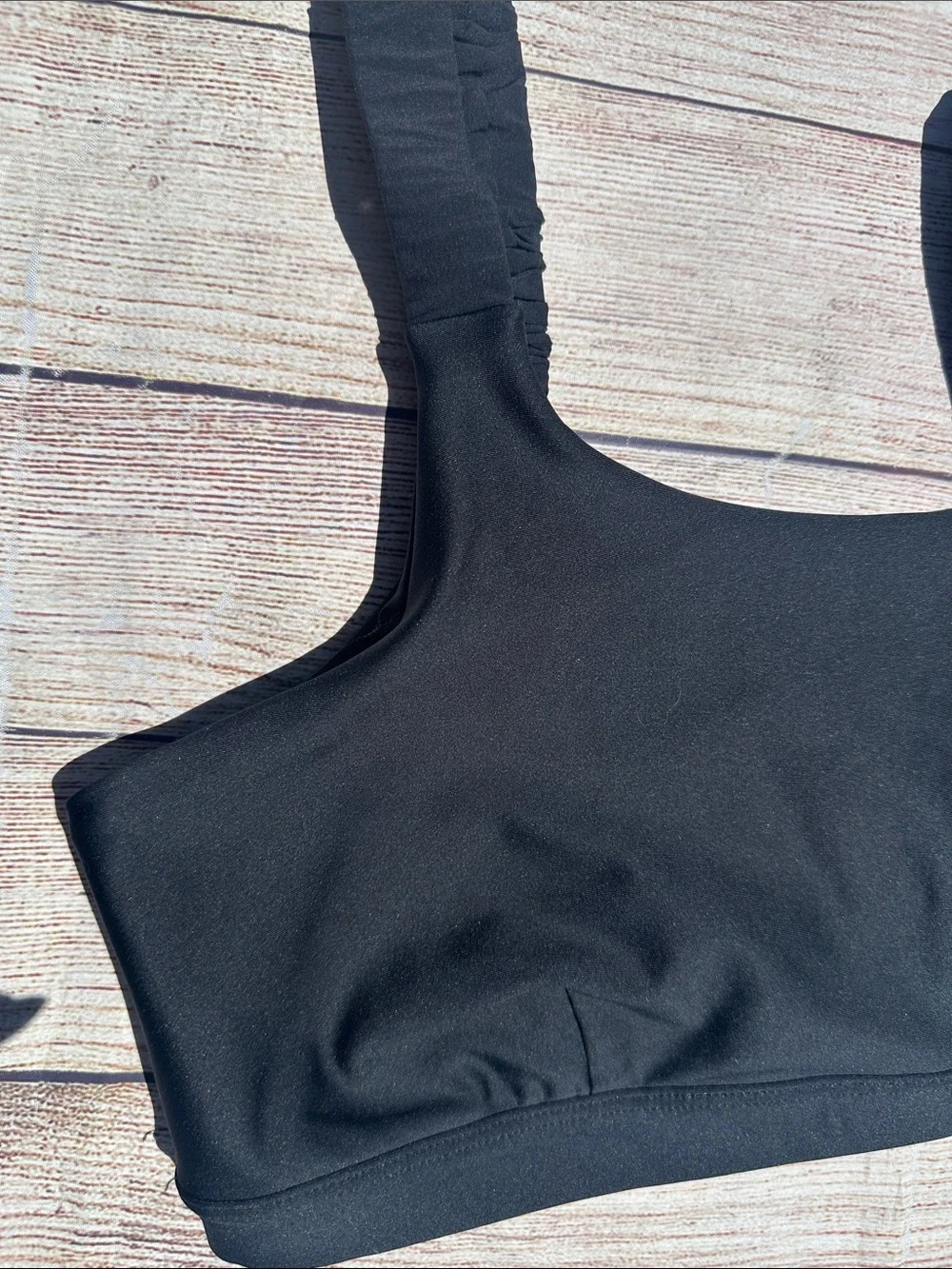 Alo Black Ruched Strap Sports Bra Size Large